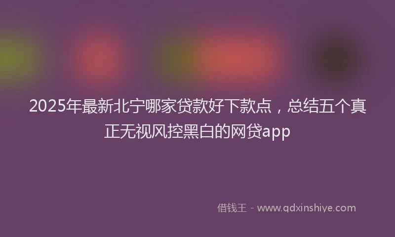 2025年最新北宁哪家贷款好下款点，总结五个真正无视风控黑白的网贷app