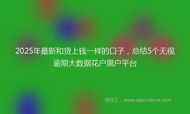 2025年最新和贷上钱一样的口子，总结5个无视逾期大数据花户黑户平台