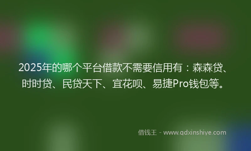 2025年的哪个平台借款不需要信用有：森森贷、时时贷、民贷天下、宜花呗、易捷Pro钱包等。