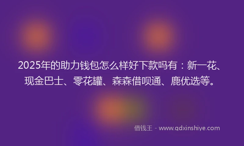 2025年的助力钱包怎么样好下款吗有：新一花、现金巴士、零花罐、森森借呗通、鹿优选等。