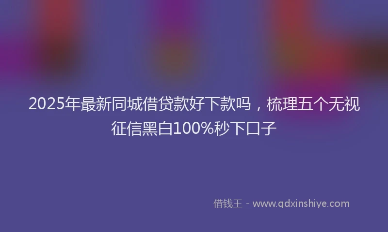 2025年最新同城借贷款好下款吗，梳理五个无视征信黑白100%秒下口子