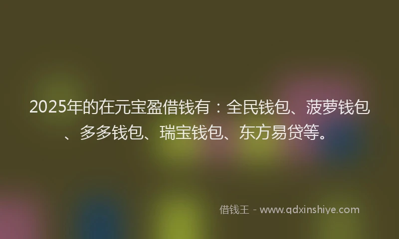 2025年的在元宝盈借钱有：全民钱包、菠萝钱包、多多钱包、瑞宝钱包、东方易贷等。