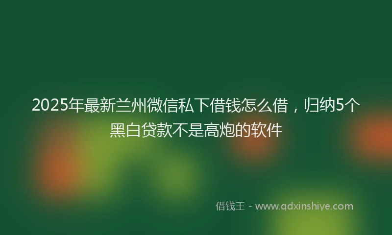 2025年最新兰州微信私下借钱怎么借，归纳5个黑白贷款不是高炮的软件