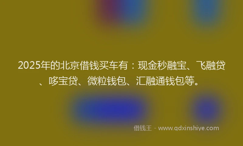 2025年的北京借钱买车有：现金秒融宝、飞融贷、哆宝贷、微粒钱包、汇融通钱包等。