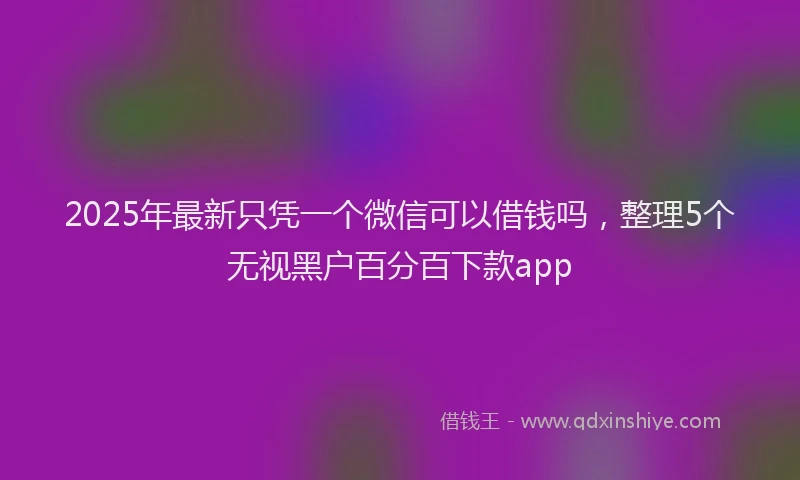 2025年最新只凭一个微信可以借钱吗，整理5个无视黑户百分百下款app