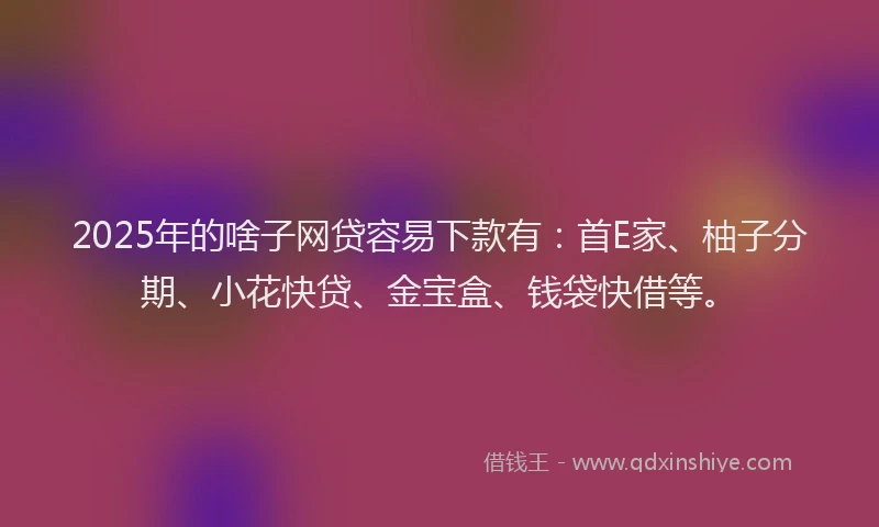 2025年的啥子网贷容易下款有：首E家、柚子分期、小花快贷、金宝盒、钱袋快借等。