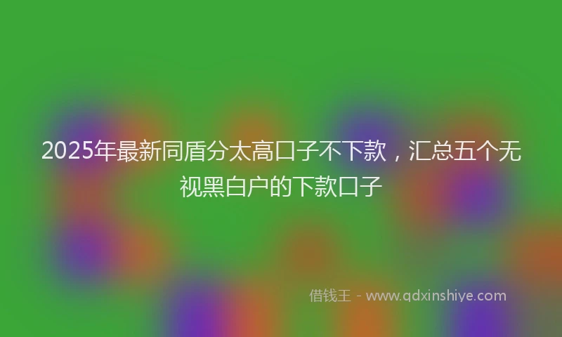 2025年最新同盾分太高口子不下款，汇总五个无视黑白户的下款口子