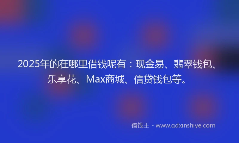 2025年的在哪里借钱呢有：现金易、翡翠钱包、乐享花、Max商城、信贷钱包等。