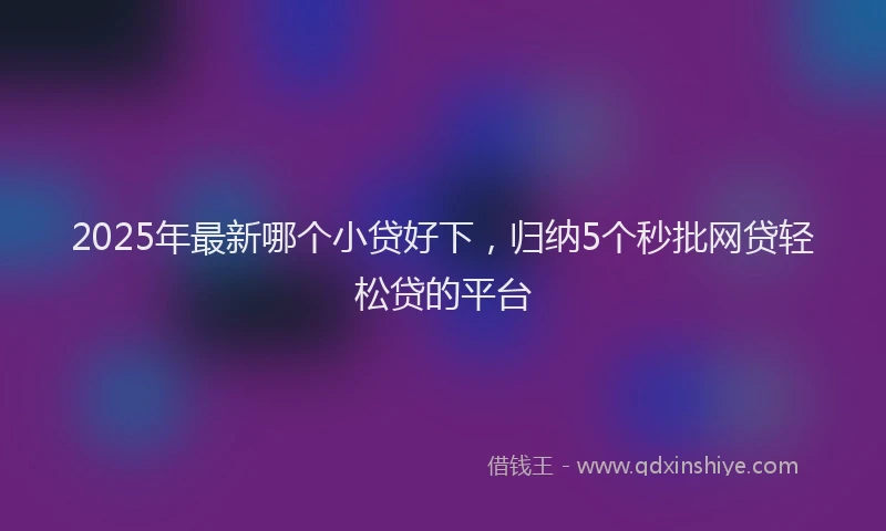 2025年最新哪个小贷好下，归纳5个秒批网贷轻松贷的平台