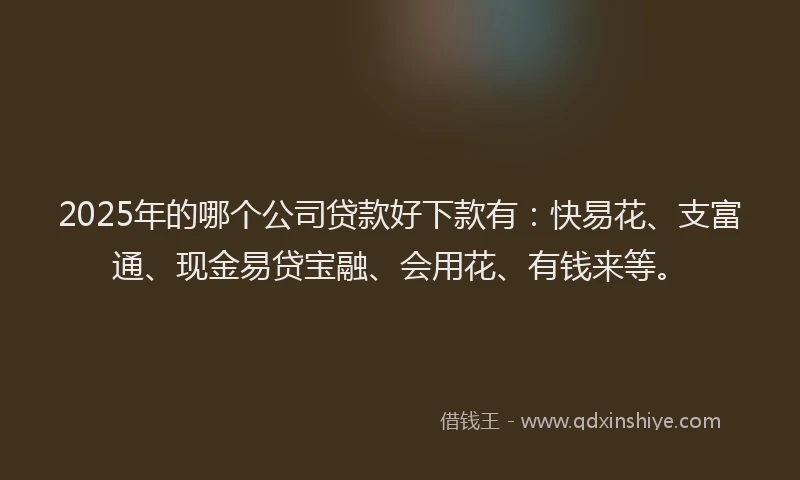 2025年的哪个公司贷款好下款有：快易花、支富通、现金易贷宝融、会用花、有钱来等。