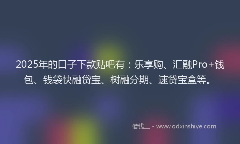 2025年的口子下款贴吧有：乐享购、汇融Pro+钱包、钱袋快融贷宝、树融分期、速贷宝盒等。