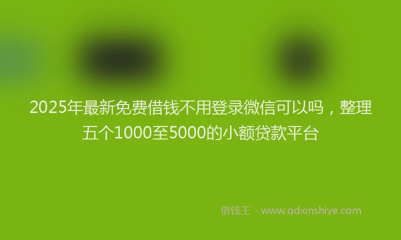 2025年最新免费借钱不用登录微信可以吗，整理五个1000至5000的小额贷款平台