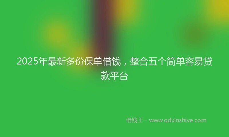 2025年最新多份保单借钱，整合五个简单容易贷款平台