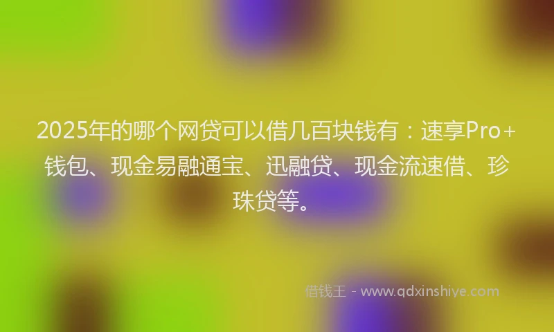 2025年的哪个网贷可以借几百块钱有：速享Pro+钱包、现金易融通宝、迅融贷、现金流速借、珍珠贷等。