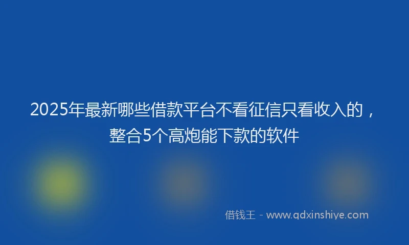 2025年最新哪些借款平台不看征信只看收入的，整合5个高炮能下款的软件