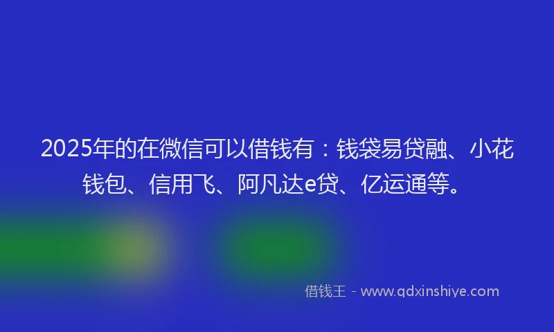 2025年的在微信可以借钱有：钱袋易贷融、小花钱包、信用飞、阿凡达e贷、亿运通等。