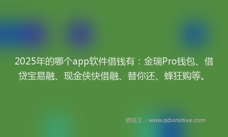 2025年的哪个app软件借钱有：金瑞Pro钱包、借贷宝易融、现金侠快借融、替你还、蜂狂购等。