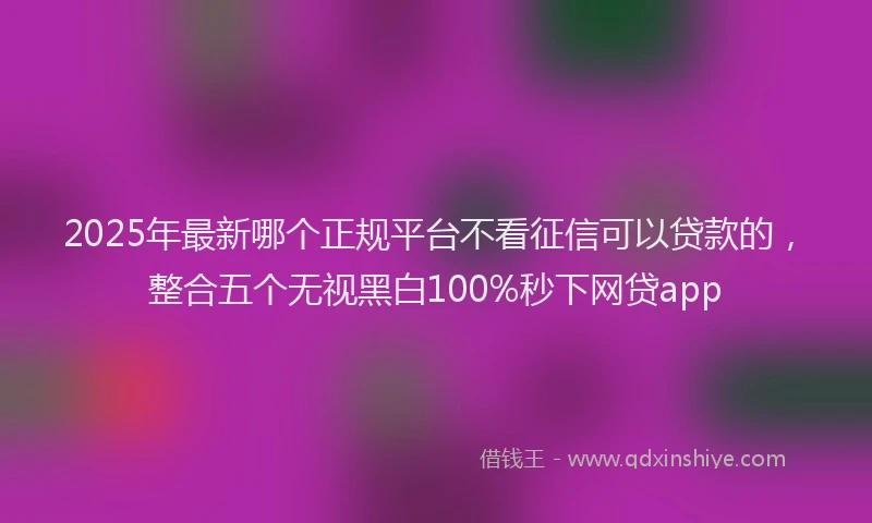 2025年最新哪个正规平台不看征信可以贷款的，整合五个无视黑白100%秒下网贷app