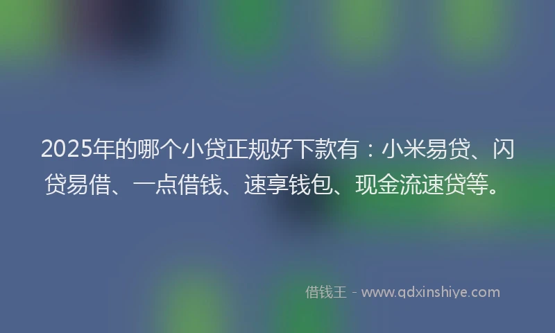 2025年的哪个小贷正规好下款有：小米易贷、闪贷易借、一点借钱、速享钱包、现金流速贷等。