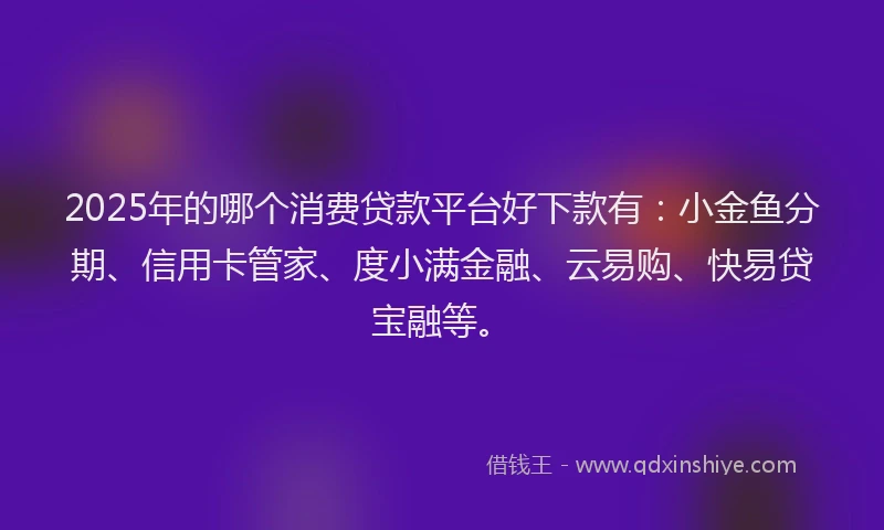 2025年的哪个消费贷款平台好下款有：小金鱼分期、信用卡管家、度小满金融、云易购、快易贷宝融等。