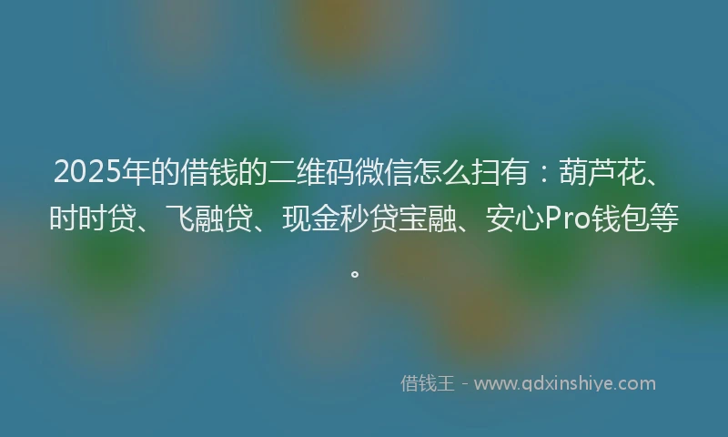 2025年的借钱的二维码微信怎么扫有：葫芦花、时时贷、飞融贷、现金秒贷宝融、安心Pro钱包等。
