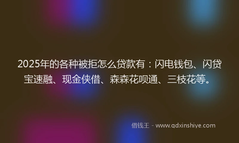 2025年的各种被拒怎么贷款有：闪电钱包、闪贷宝速融、现金侠借、森森花呗通、三枝花等。