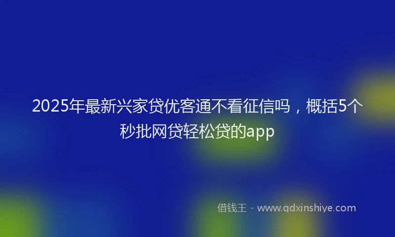 2025年最新兴家贷优客通不看征信吗，概括5个秒批网贷轻松贷的app