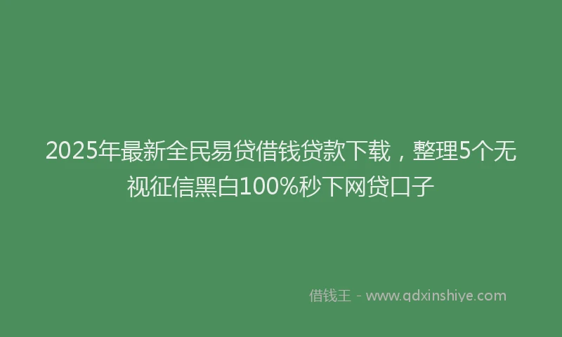 2025年最新全民易贷借钱贷款下载，整理5个无视征信黑白100%秒下网贷口子