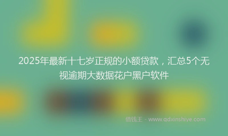 2025年最新十七岁正规的小额贷款，汇总5个无视逾期大数据花户黑户软件