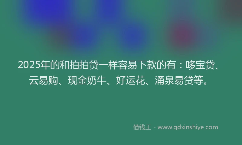 2025年的和拍拍贷一样容易下款的有：哆宝贷、云易购、现金奶牛、好运花、涌泉易贷等。