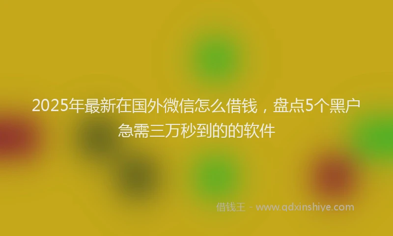 2025年最新在国外微信怎么借钱，盘点5个黑户急需三万秒到的的软件