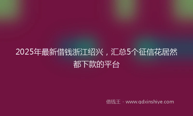 2025年最新借钱浙江绍兴，汇总5个征信花居然都下款的平台