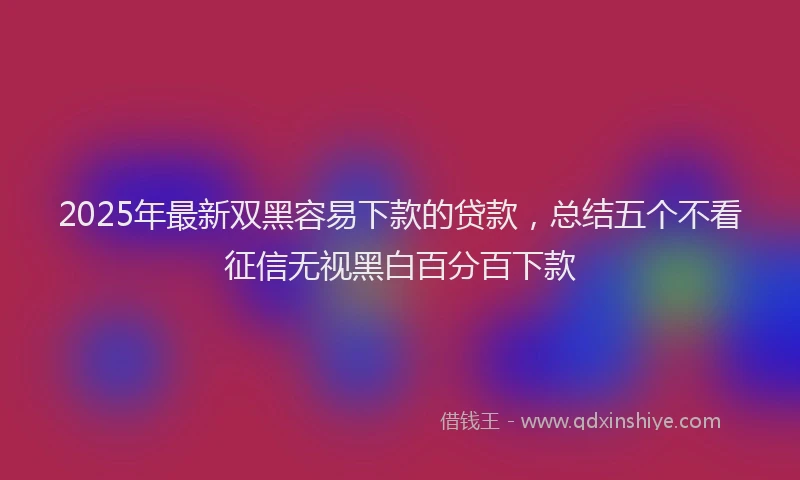 2025年最新双黑容易下款的贷款，总结五个不看征信无视黑白百分百下款