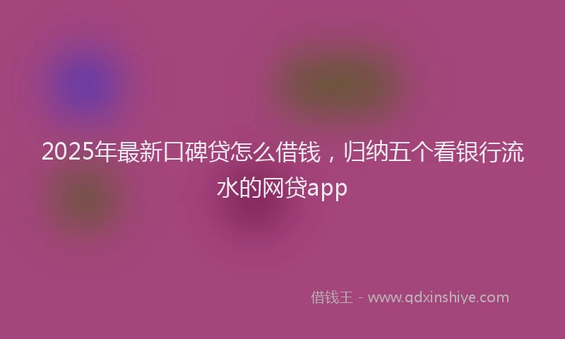 2025年最新口碑贷怎么借钱，归纳五个看银行流水的网贷app