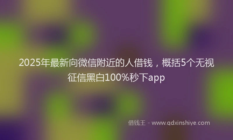 2025年最新向微信附近的人借钱，概括5个无视征信黑白100%秒下app