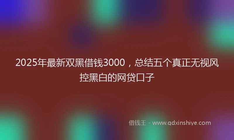 2025年最新双黑借钱3000，总结五个真正无视风控黑白的网贷口子