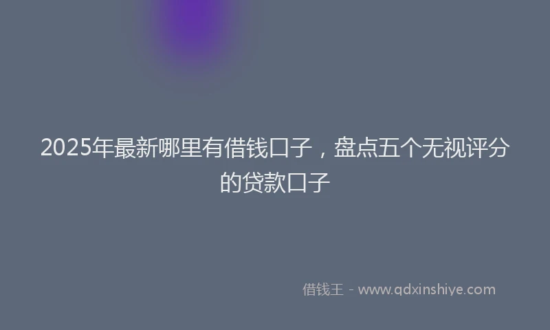 2025年最新哪里有借钱口子，盘点五个无视评分的贷款口子
