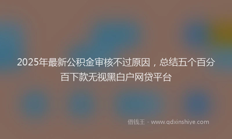2025年最新公积金审核不过原因，总结五个百分百下款无视黑白户网贷平台