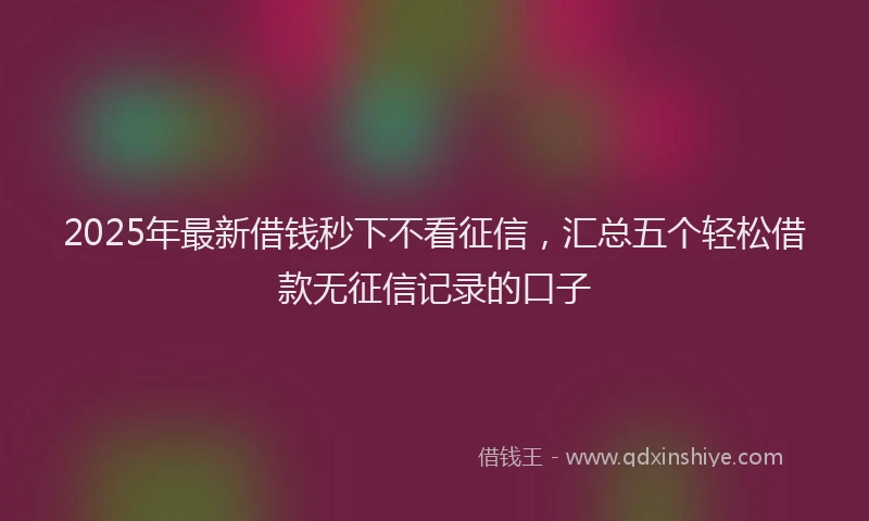 2025年最新借钱秒下不看征信，汇总五个轻松借款无征信记录的口子