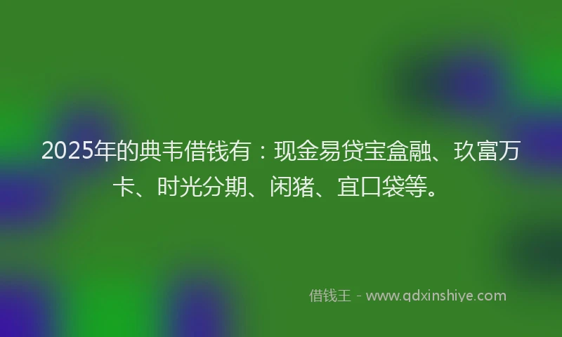 2025年的典韦借钱有：现金易贷宝盒融、玖富万卡、时光分期、闲猪、宜口袋等。