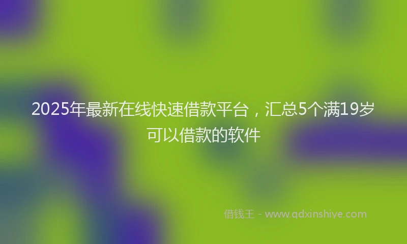 2025年最新在线快速借款平台，汇总5个满19岁可以借款的软件