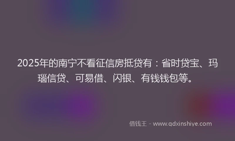 2025年的南宁不看征信房抵贷有：省时贷宝、玛瑙信贷、可易借、闪银、有钱钱包等。