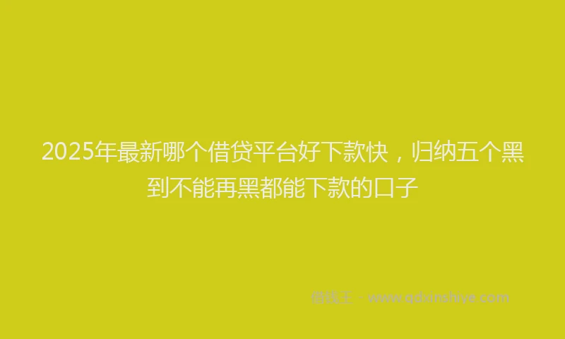 2025年最新哪个借贷平台好下款快，归纳五个黑到不能再黑都能下款的口子