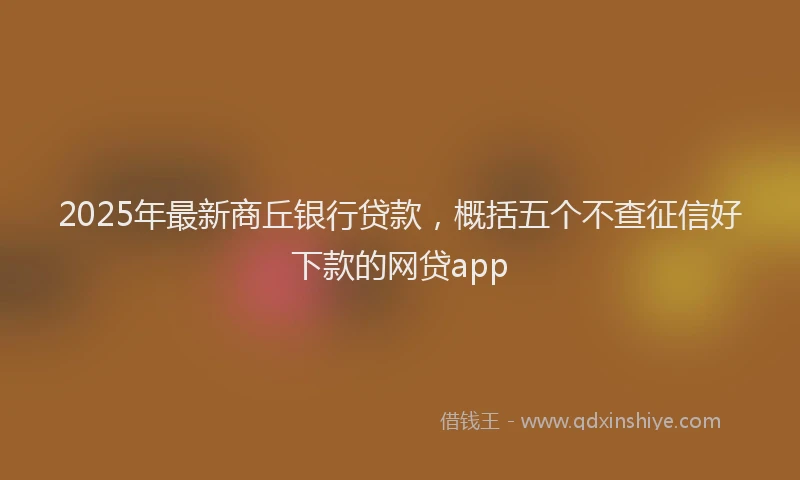 2025年最新商丘银行贷款，概括五个不查征信好下款的网贷app