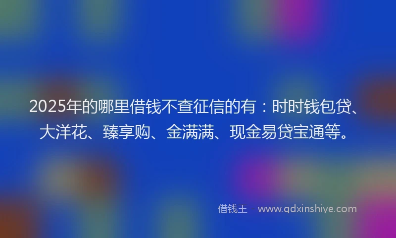 2025年的哪里借钱不查征信的有：时时钱包贷、大洋花、臻享购、金满满、现金易贷宝通等。