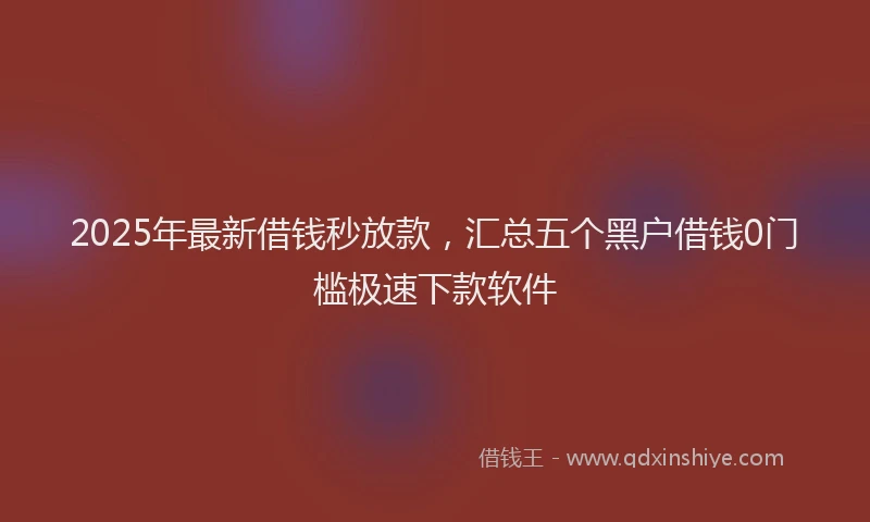 2025年最新借钱秒放款，汇总五个黑户借钱0门槛极速下款软件
