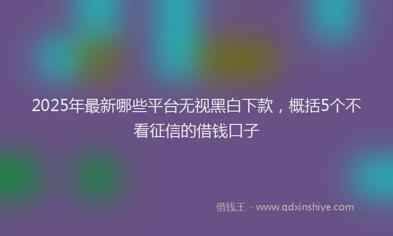 2025年最新哪些平台无视黑白下款，概括5个不看征信的借钱口子
