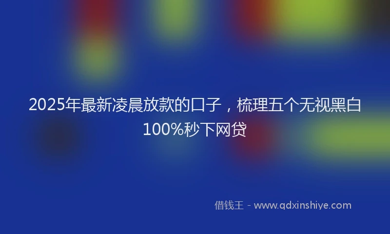 2025年最新凌晨放款的口子，梳理五个无视黑白100%秒下网贷