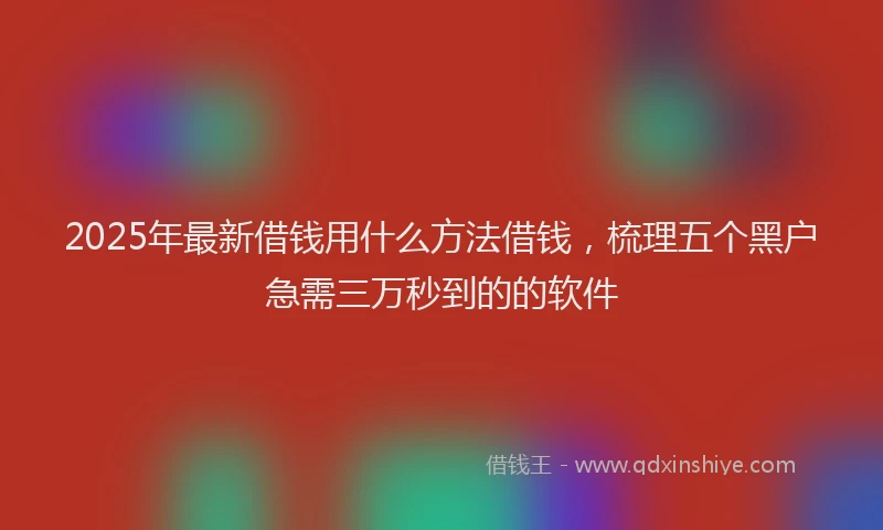 2025年最新借钱用什么方法借钱，梳理五个黑户急需三万秒到的的软件
