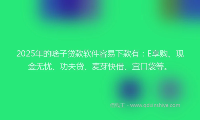 2025年的啥子贷款软件容易下款有:E享购、现金无忧、功夫贷、麦芽快借、宜口袋等。